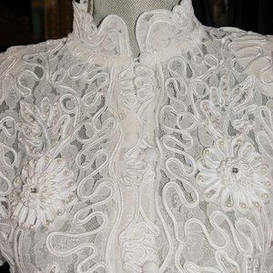 White Lace/Applique Blouse
